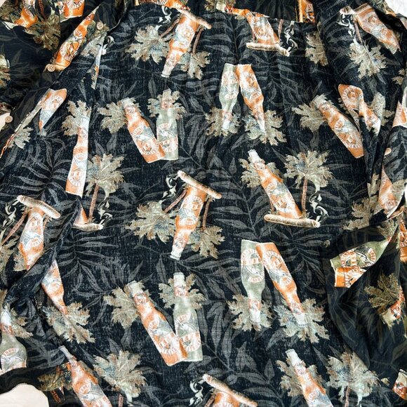 Vintage Y2K Puritan Hawaiian Shirt Black Tropical Beer Graphic Men’s Size XL - Picture 5 of 5